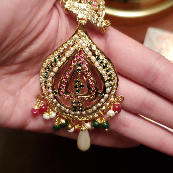 Multi coloured Jhumka earrings - Picture 4 of 8